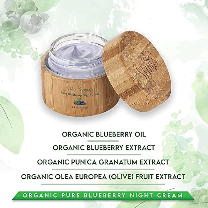 SHIRA SHIR ORGANIC BLUEBERRY NIGHT CREAM FOR NOURISHED, WRINKLE-FREE, RADIANT SKIN. MOISTURIZER FACE CREAM WITH ANTI-AGING FORMULA KEEPS SKIN HYDRATED, FACIAL SKIN CARE PRODUCT (15ML) - Image 3